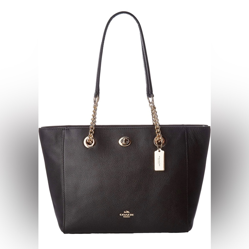 Coach Pebbled Leather Turn Lock Tote - NWOT